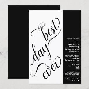 Invitación Mejor día de la historia moderna 2 panel Boda blan