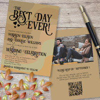 Mejor Día de siempre Earthtone QR Código y Boda de