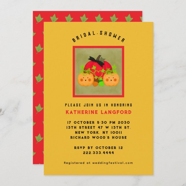 Invitación Mejor ducha de novias en Halloween de otoño (Anverso / Reverso)