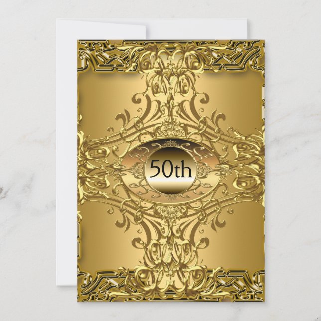 Invitación Mejor fiesta de cumpleaños de oro número 50 (Anverso)