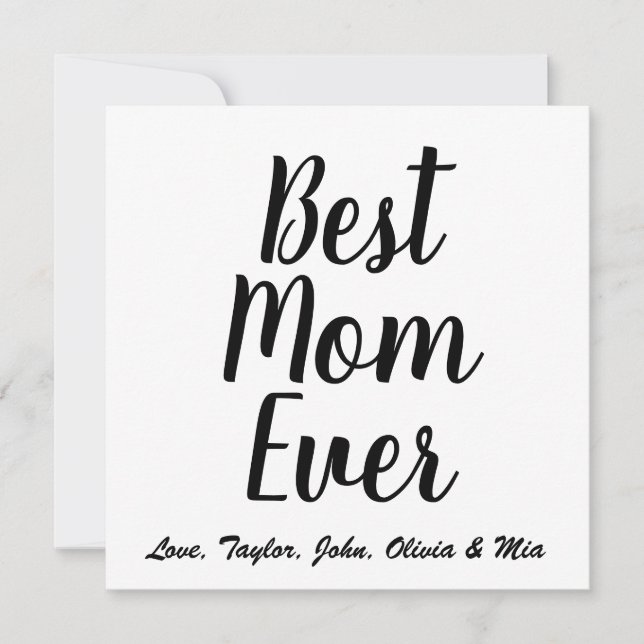 Invitación Mejor guión de personalizado blanco negro de Mamá  (Anverso)