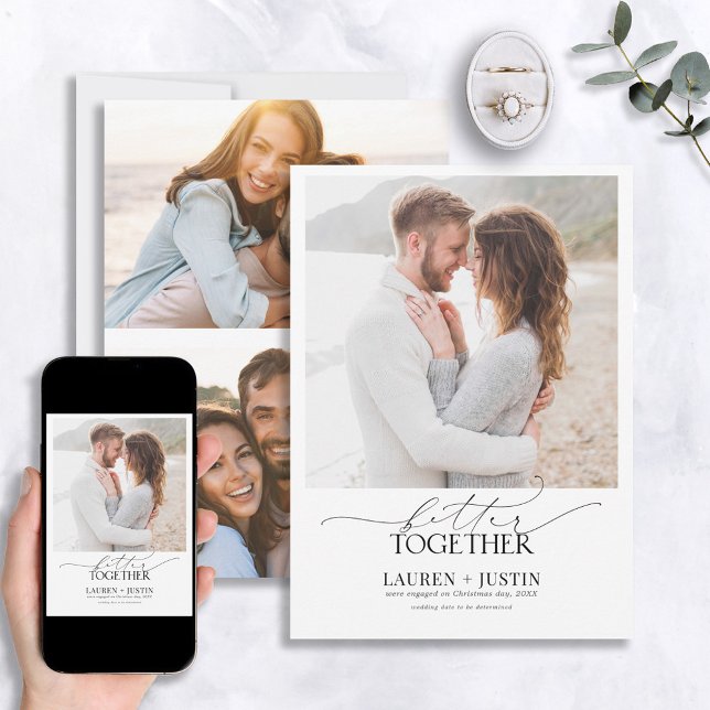 Invitación Mejor Juntos Compromiso de Fotografías en Blanco y (Subido por el creador)