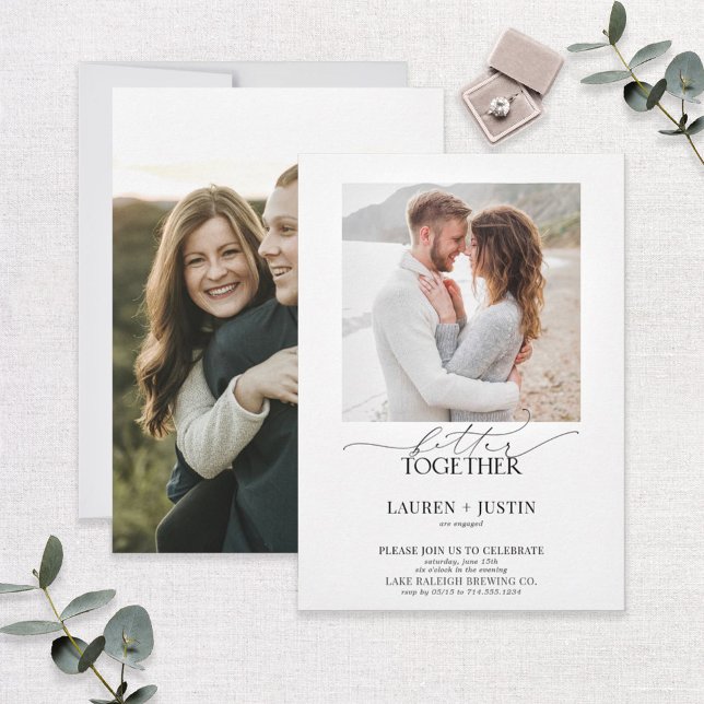 Invitación Mejor Juntos Moderno 2 Fiesta de Compromiso de Fot (Subido por el creador)