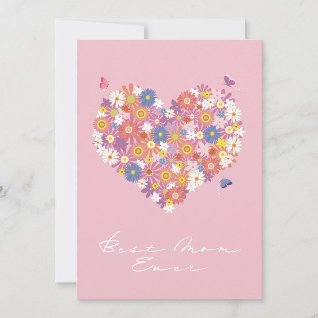 Invitación Mejor Mamá con Flores (Anverso)