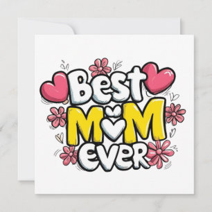 Invitación Mejor Mamá de la Historia - Kawaii Doodle Style co
