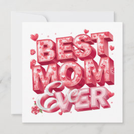 Invitación Mejor Mamá del Mundo Corazón Diseño 3D | Regalo Ad