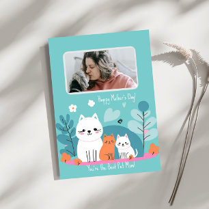 Invitación Mejor Mascota Mamá Graciosa Gatos de Madre Ilustra