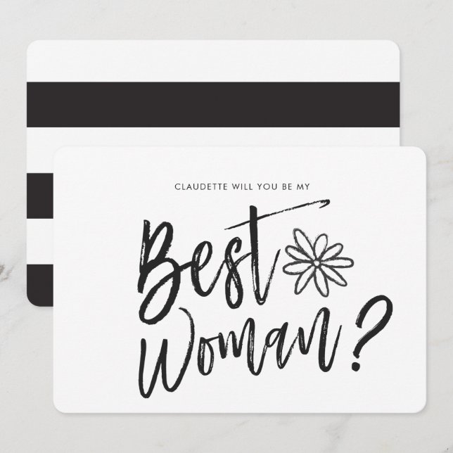 Invitación Mejor Mujer | Solicitud de Fiesta de Boda con Letr (Anverso / Reverso)