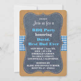 Invitación MEJOR PAPÁ DEL Oeste, Personalizado FIESTA Denim B