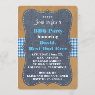 Invitación MEJOR PAPÁ DEL Oeste, Personalizado FIESTA Denim B