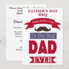 Invitación Mejor Papá Hasta El Padre Día Mustache BBQ Fiesta
