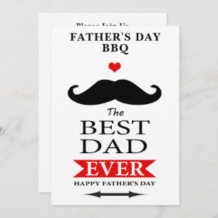 Invitación Mejor Papá Nunca Padre Día Mustache Luncheon BBQ