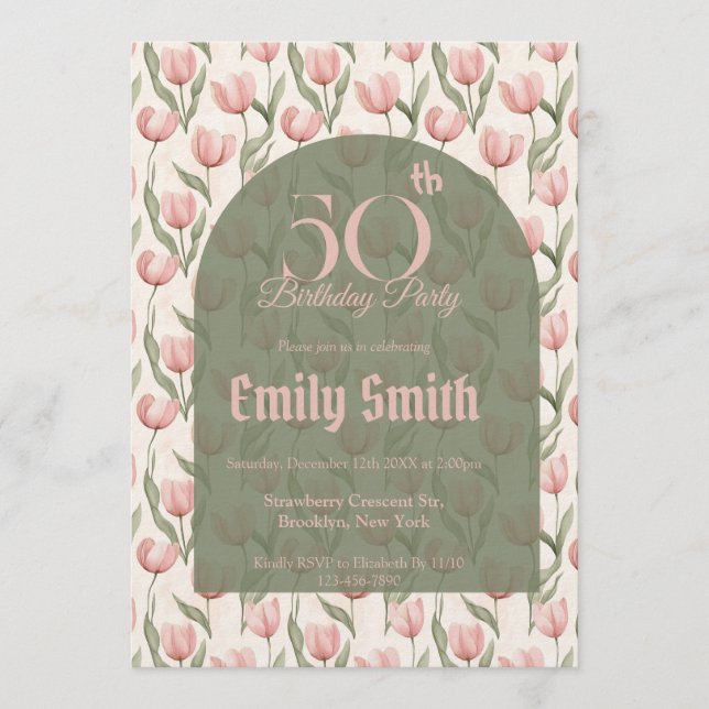 Invitación Mejor Tulipán Floral Cumpleaños (Anverso)