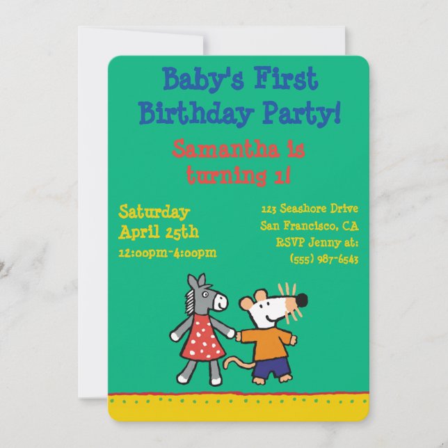 Invitación Mejores amigos Maisy y manos manchadas del (Anverso)