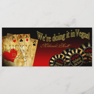Invitación Melanie y Scott Las Vegas Red Black Gold LINEN