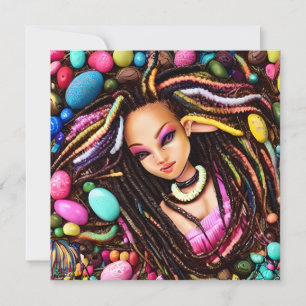 Invitación Melanin Easter Rainbow Spring Sista Chica Cumpleañ