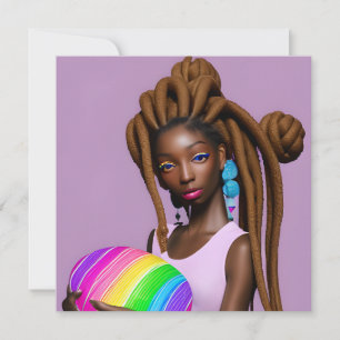 Invitación Melanin Easter Rainbow Spring Sista Chica Cumpleañ