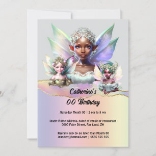 Invitación Melanin hadas shimmer alas cenizas encantadas