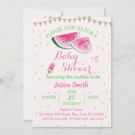 Invitación Melaza verde rosa Baby Shower Cream Melon