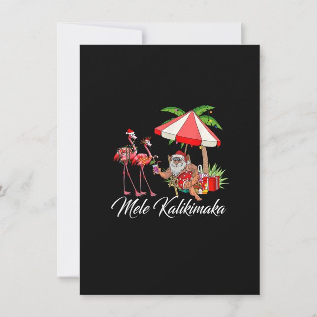 Invitación Mele Kalikimaka Aloha Hawaiian Flamingo Santa Chri (Anverso)