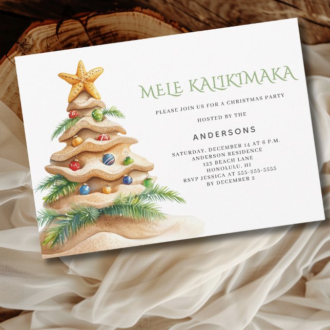 Invitación Mele Kalikimaka Fiesta de Navidades de playa tropi (Subido por el creador)