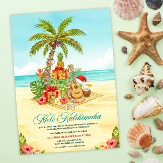 Invitación Mele Kalikimaka Hawaiian Christmas Watercolor