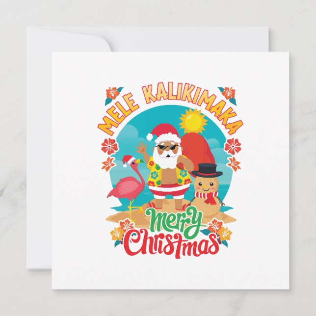 Invitación Mele Kalikimaka para un brillante Navidad hawaiano (Reverso)