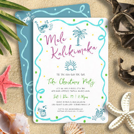 Invitación Mele Kalikimaka Teal Purple Green Doodle Christmas