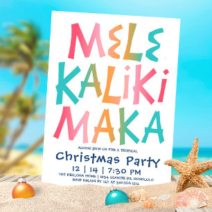 Invitación Mele Kalikimaka Tipografía Tropical de Navidad