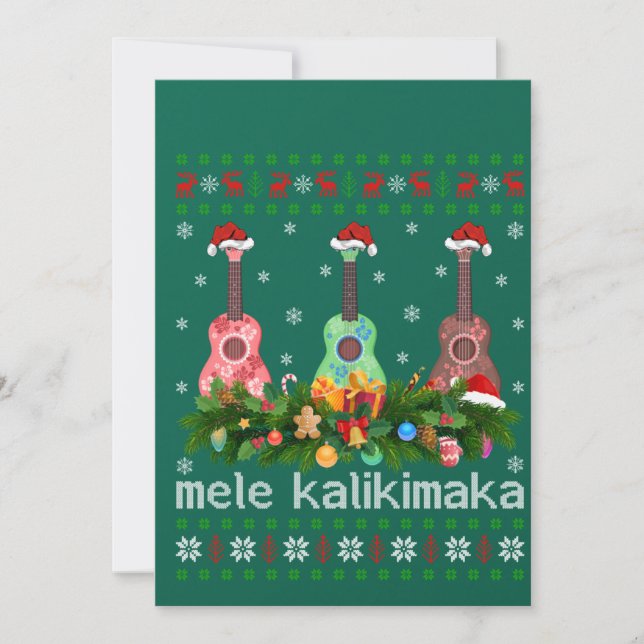 Invitación Mele Kalikimaka Ukulele Guitar Gift Ugly Ukulele (Anverso)