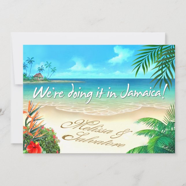 Invitación Melissa Exotic Beach boda de Jamaica (Anverso)