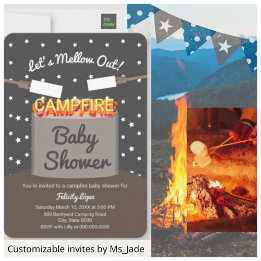 Invitación Mellow Out Marshmallow Campfire Baby Shower