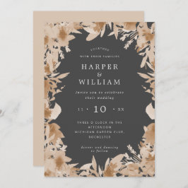Invitación Melocotón/boho gris beige boda floral