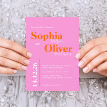 Melocotón brillante y boda minimalista rosa