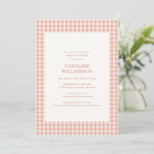 Invitación Melocotón Cuadros Vichy Blancos a Cuadros Otoño Fi