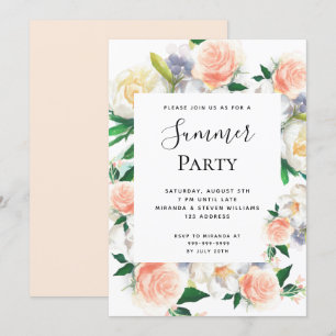 Invitación Melocotón de coral blanco fiesta verano