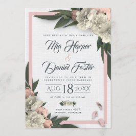Invitación Melocotón romántico y melodías florales blancas