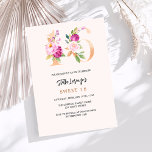 Invitación Melocotón rosa con números de flores oro Dulce 16<br><div class="desc">Una invitación moderna,  elegante y glamurosa para una fiesta de 16 y 16 años. Un fondo color melocotón. Decorado con números forales en falso oro y rosa. El nombre está escrito con una escritura de estilo con letras a mano moderna. Personalice y agregue los detalles de su fiesta.</div>