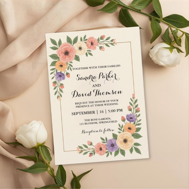 Invitación melocotón rosa lavanda boda romántico (Subido por el creador)