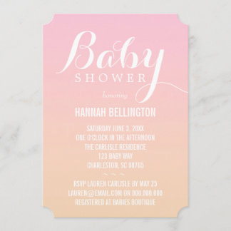 Invitación Melocotón y Bebé Rosa