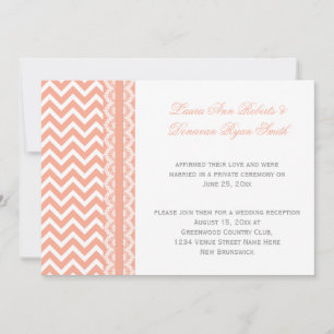 Invitación Melocotón y Encaje Chevron Blanco Solo Recepción