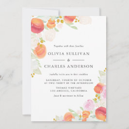Invitación Melocotones acuáticos y flores Boda de primavera