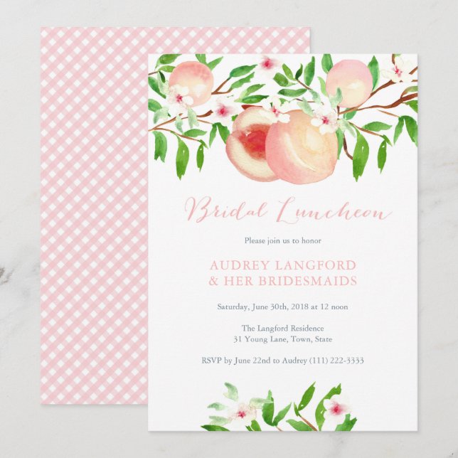 Invitación Melocotones de verano Ropa de novias (Anverso / Reverso)