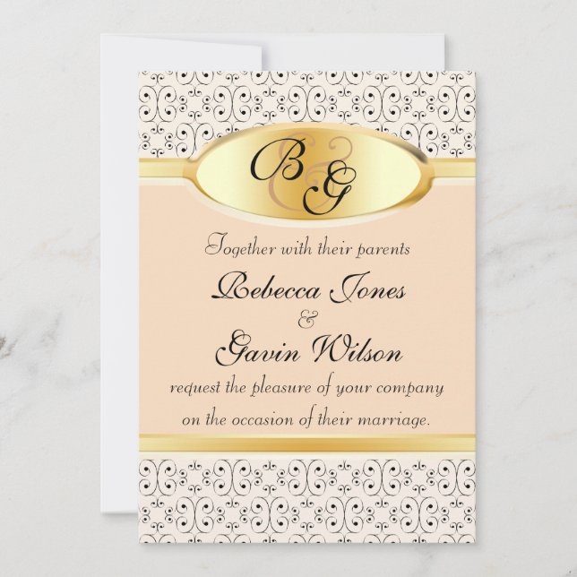 Invitación Melocotones y colección poner crema de la boda (Anverso)