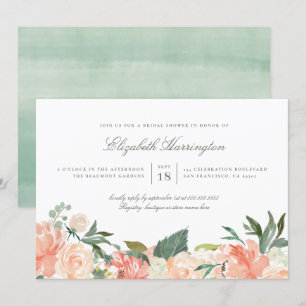 Invitación Melocotones y Crema Verano Floral Ducha de Novias