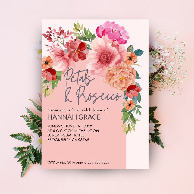 Invitación Melodía de agua Petales florales y ducha de novia  (Subido por el creador)
