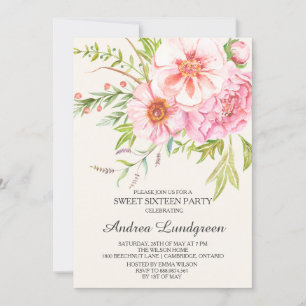 Invitación Melodía de color de la vintage Peonies Dulce Invit