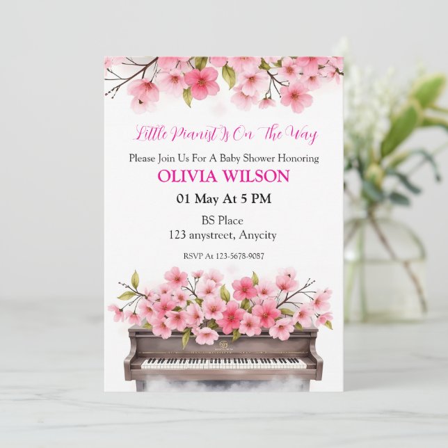 Invitación Melodía floreciendo (Anverso de pie)