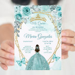 Invitación Melodía Verde azulada Turquesa3 Mariposa y Rosa Mi<br><div class="desc">Aqual Verde azulado Turquoise3 Mariposa y Rosa Mis Quince Invitación Mis Quince Anos,  15º Cumpleaños, </div>