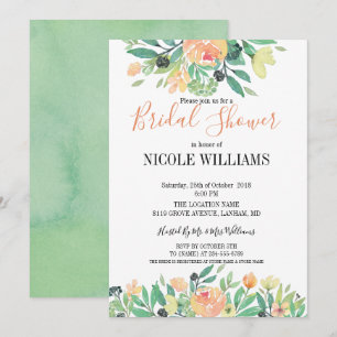 Invitación Melodía verde primavera peonía rosa Ducha de novia